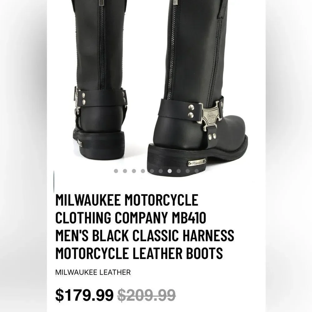 Milwaukee Leather Men's Black Harness Motorcycle Boots - Picture 11 of 11